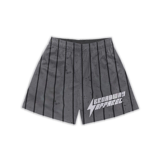 Dark Grey Pinstripe Mesh Short